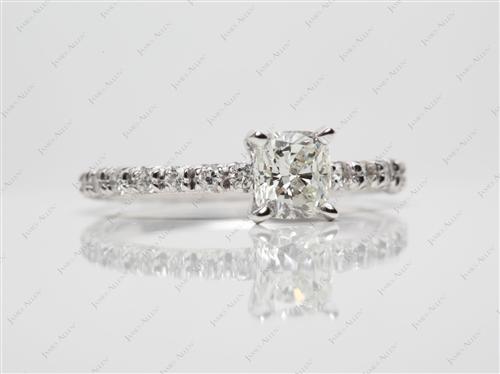 White Gold 0.70 Cushion cut Engagement Ring Micro Pave
