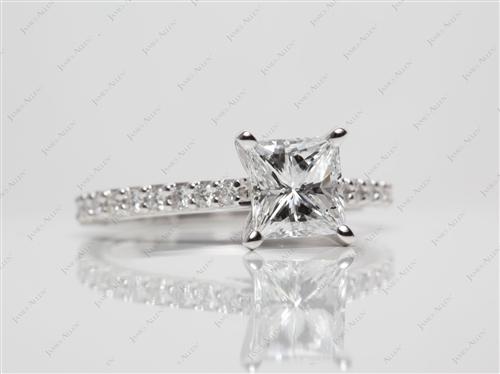 Platinum 1.27 Princess cut Engagement Ring Side Stones