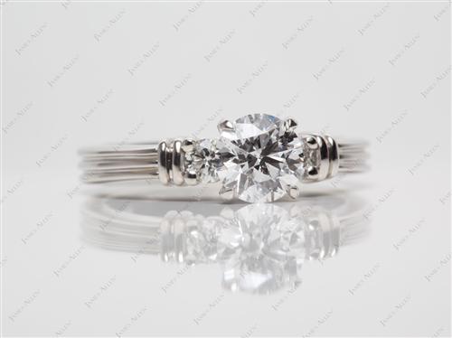 Platinum 0.90 Round cut Engagement Rings With Side Stones