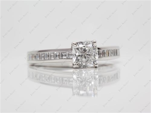 Platinum 1.01 Cushion cut Channel Engagement Rings