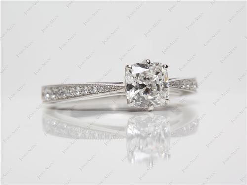 Platinum 1.01 Cushion cut Pave Diamond Ring