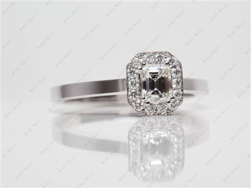 White Gold 0.51 Emerald cut Pave Diamond Rings