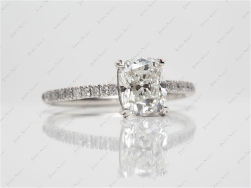 Platinum 1.57 Cushion cut Diamond Pave Rings
