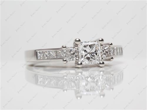 Platinum 0.74 Princess cut Engagement Ring With Side Stones