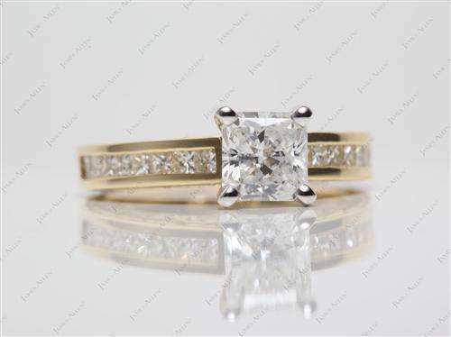 Gold 1.05 Radiant cut Channel Set Diamond Engagement Ring