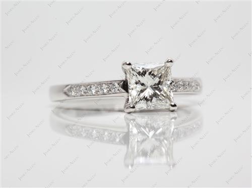 Platinum 1.05 Princess cut Diamond Pave Ring