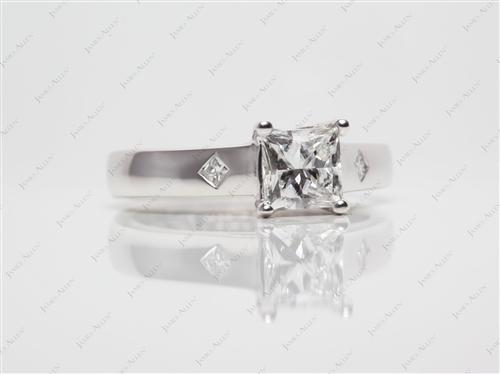 Platinum 1.00 Princess cut Solitaire Ring Mountings