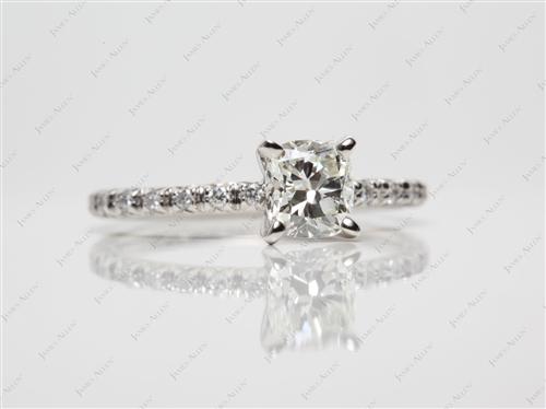 Platinum 0.70 Cushion cut Pave Engagement Rings