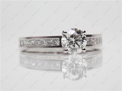 Platinum 0.90 Round cut Channel Set Engagement Rings