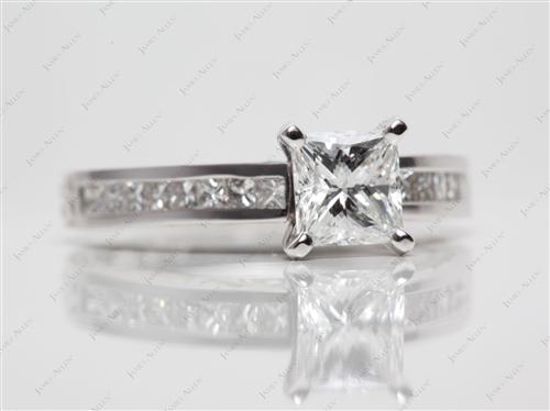 White Gold 1.08 Princess cut Channel Setting Engagement Ring