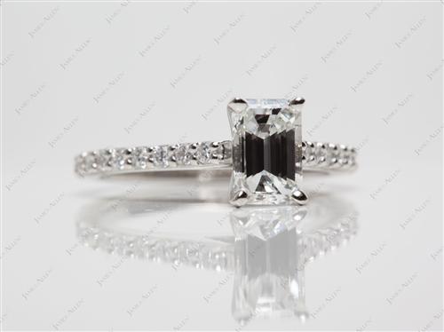 Platinum 1.00 Emerald cut Engagement Rings With Side Stones