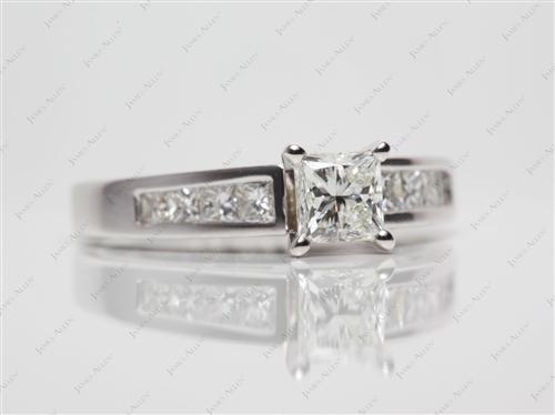 White Gold 0.64 Princess cut Wedding Ring Sets
