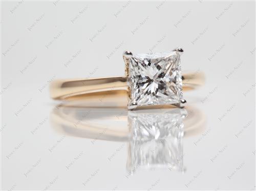 Gold 1.31 Princess cut Diamond Ring