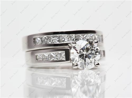 Platinum 1.24 Round cut Matching Wedding Sets