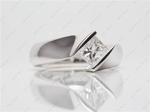 Platinum 1.04 Princess cut Diamond Rings