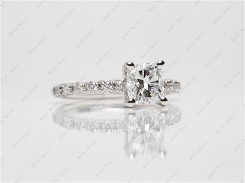 White Gold 1.01 Cushion cut Pave Ring Setting
