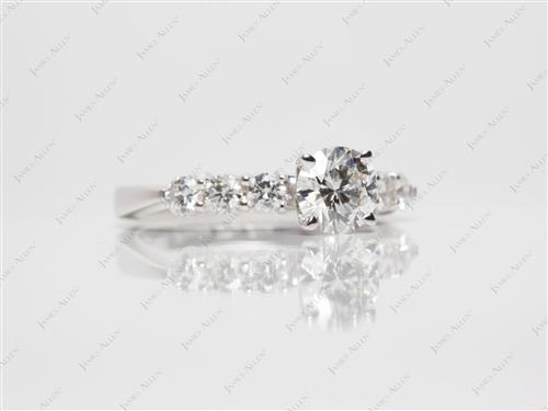 White Gold 0.71 Round cut Side Stone Engagement Rings
