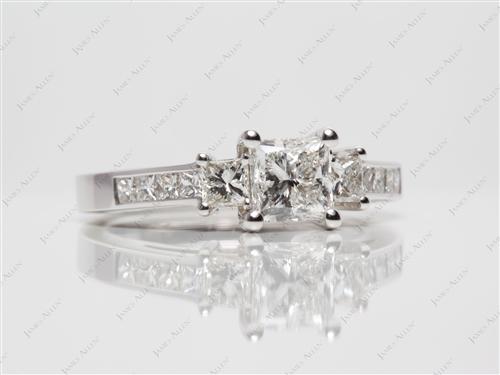 White Gold 1.01 Princess cut Diamond Rings With Side Stones