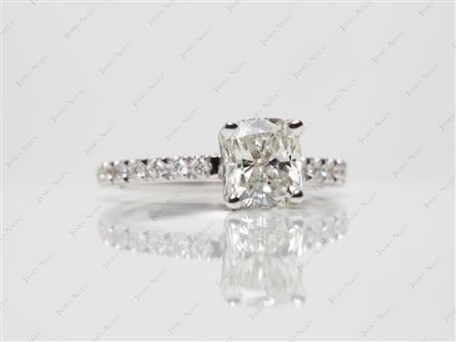 White Gold 1.51 Cushion cut Pave Diamond Engagement Ring