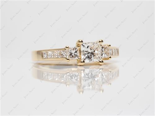 Gold 0.71 Princess cut Diamond Rings