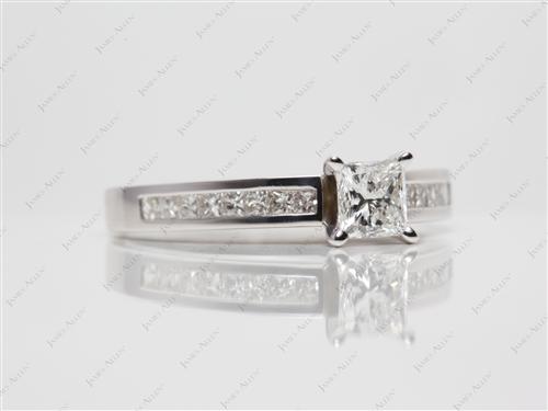 White Gold 0.73 Princess cut Channel Setting Ring