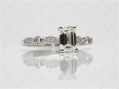 Platinum 1.19 Emerald cut Diamond Ring With Sidestones