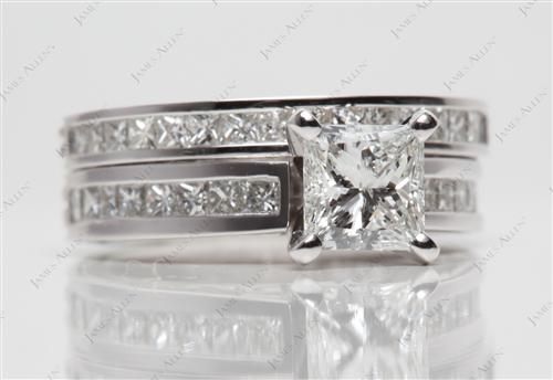 Platinum 1.07 Princess cut Wedding Sets Jewelry