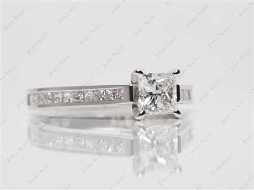White Gold 0.71 Princess cut Channel Set Diamond Ring