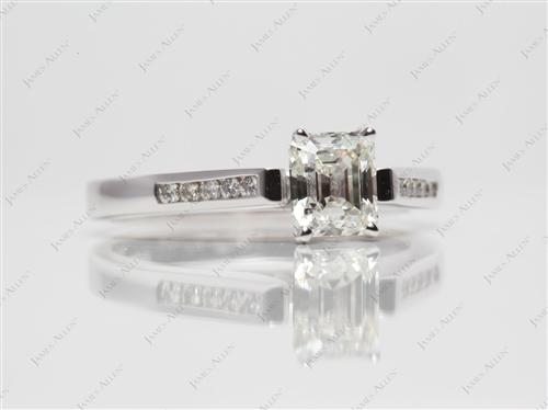 White Gold 0.90 Emerald cut Channel Setting Engagement Rings