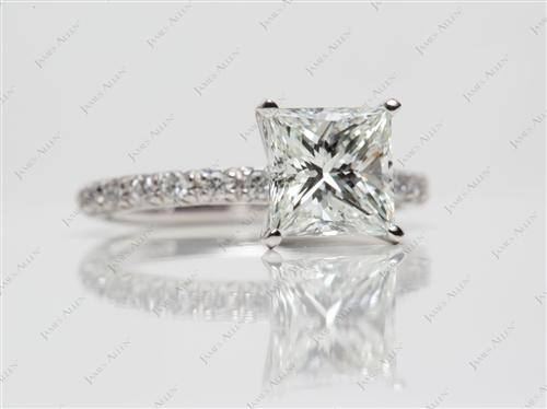 Platinum 1.92 Princess cut Diamond Pave Rings