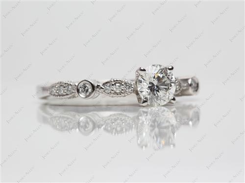 Platinum 0.61 Round cut Engagement Ring With Side Stones
