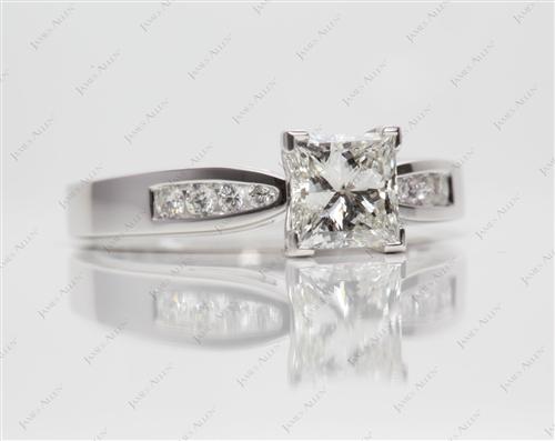 White Gold 1.02 Princess cut Channel Set Engagement Rings