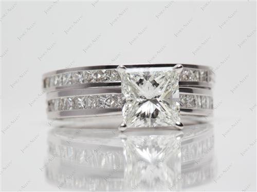 Platinum 1.91 Princess cut Diamond Wedding Sets
