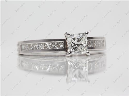 White Gold 0.70 Princess cut Channel Set Engagement Rings