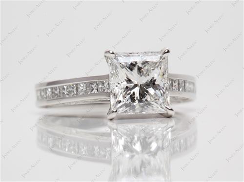 Platinum 2.01 Princess cut Channel Set Eternity Rings