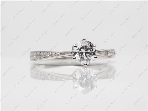 Platinum 0.75 Round cut Pave Diamond Ring