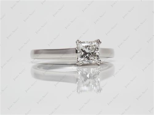 Platinum 0.70 Princess cut Solitaire Engagement Rings