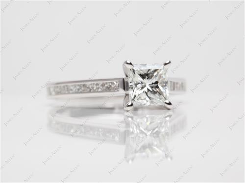 White Gold 1.12 Princess cut Channel Ring