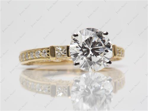 Gold 2.09 Round cut Pave Setting Rings