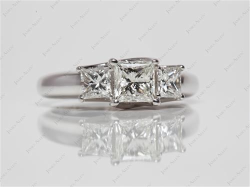 White Gold 0.61 Princess cut Three Stones Diamond Rings