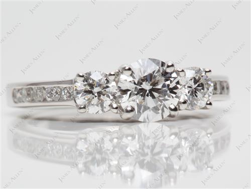 Platinum 0.75 Round cut Three Stones Ring