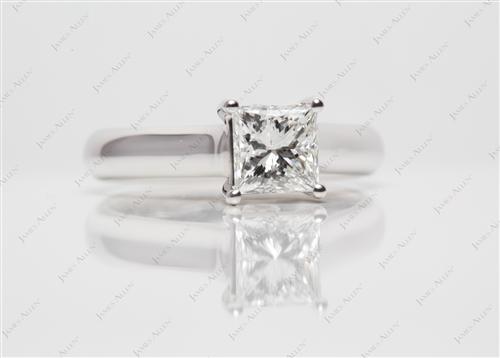 White Gold 1.00 Princess cut Solitaire Ring