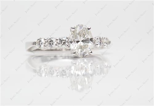 White Gold 1.21 Oval cut Diamond Ring With Side Stones