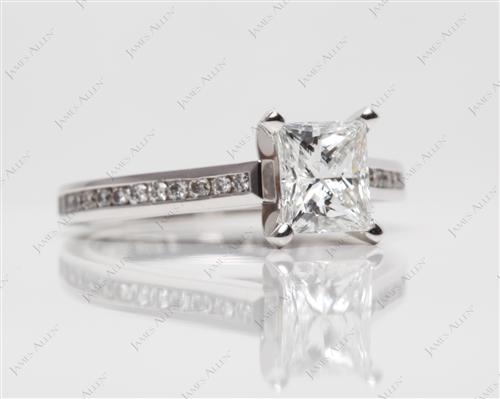 White Gold 1.02 Princess cut Channel Engagement Ring