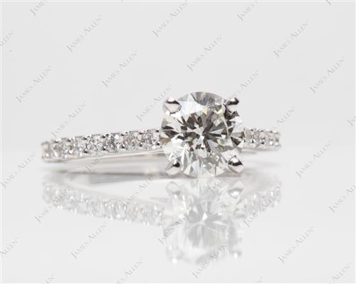 White Gold 1.15 Round cut Engagement Rings Side Stones