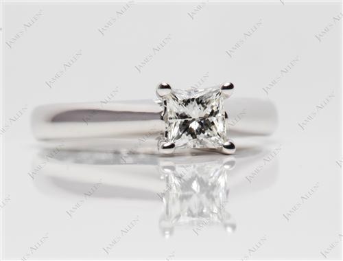 White Gold 0.55 Princess cut Solitaire Diamond Rings