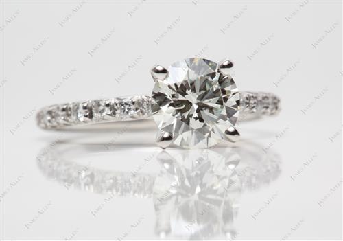 Platinum 1.51 Round cut Pave Engagement Ring