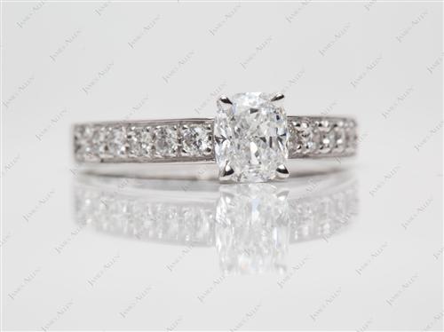 White Gold 1.01 Cushion cut Pave Diamond Engagement Rings