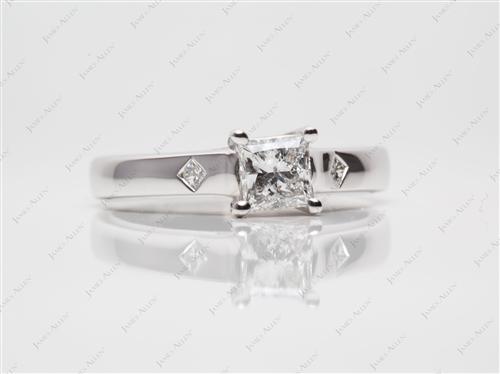White Gold 0.72 Princess cut Round Solitaire Ring