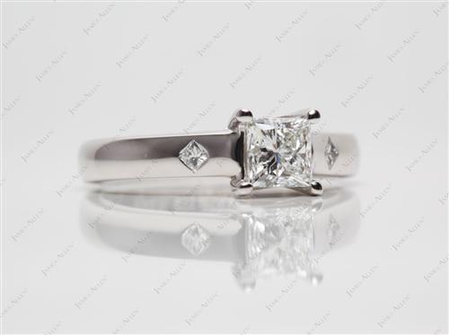 Platinum 0.74 Princess cut Solitaire Diamond Ring